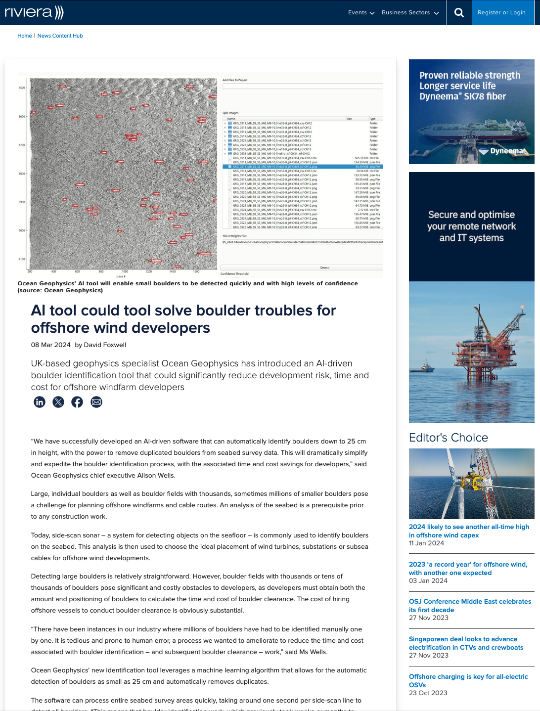 Rivieria Maritime Media - OCEAN GEOPHYSICS AI BOULDER TOOL